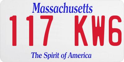 MA license plate 117KW6