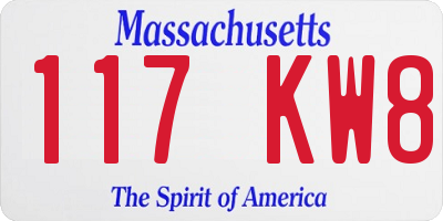 MA license plate 117KW8