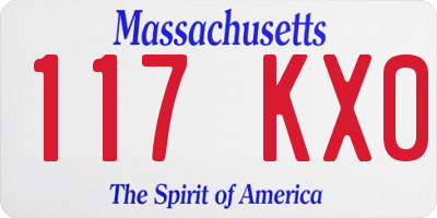 MA license plate 117KX0