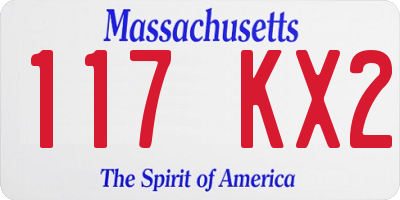 MA license plate 117KX2
