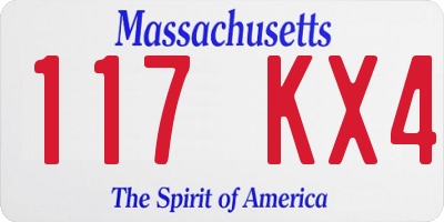 MA license plate 117KX4