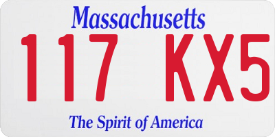 MA license plate 117KX5