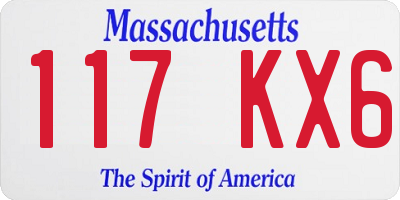 MA license plate 117KX6