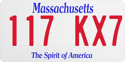 MA license plate 117KX7