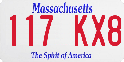 MA license plate 117KX8