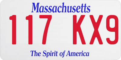 MA license plate 117KX9