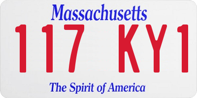 MA license plate 117KY1