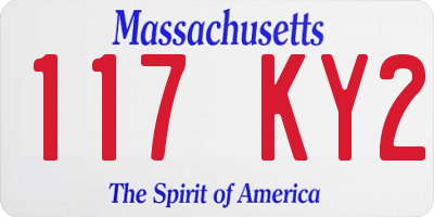 MA license plate 117KY2