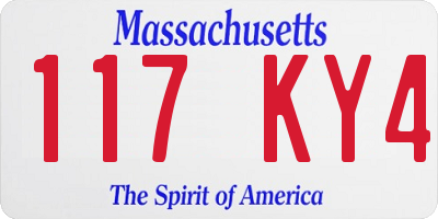 MA license plate 117KY4