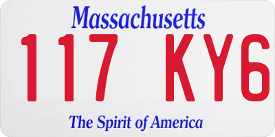 MA license plate 117KY6