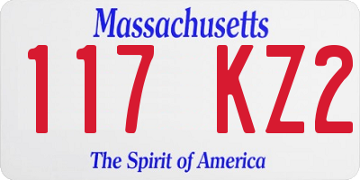 MA license plate 117KZ2
