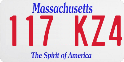 MA license plate 117KZ4