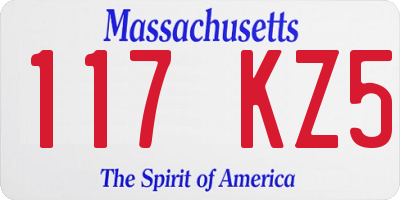 MA license plate 117KZ5