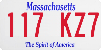 MA license plate 117KZ7