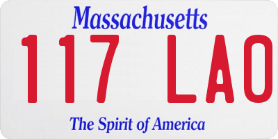 MA license plate 117LA0