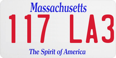 MA license plate 117LA3