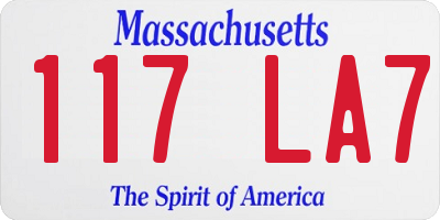 MA license plate 117LA7