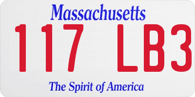 MA license plate 117LB3