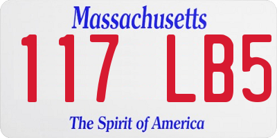MA license plate 117LB5