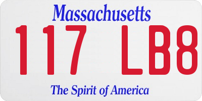 MA license plate 117LB8