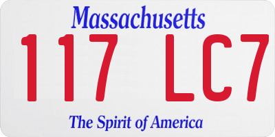 MA license plate 117LC7