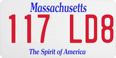 MA license plate 117LD8