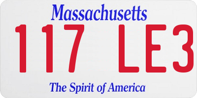 MA license plate 117LE3