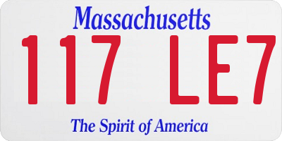 MA license plate 117LE7