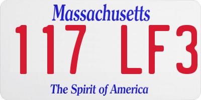MA license plate 117LF3