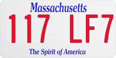 MA license plate 117LF7