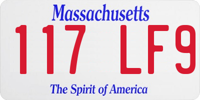 MA license plate 117LF9