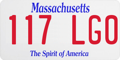 MA license plate 117LG0