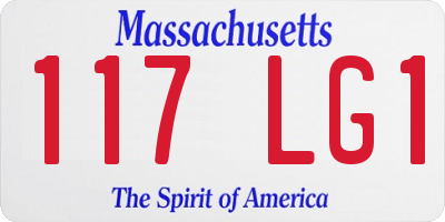 MA license plate 117LG1