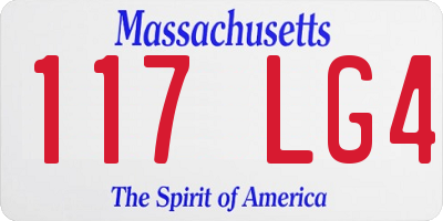 MA license plate 117LG4
