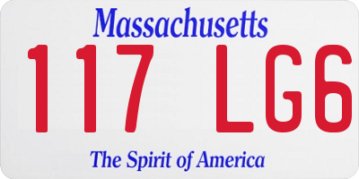 MA license plate 117LG6