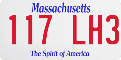 MA license plate 117LH3