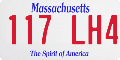 MA license plate 117LH4