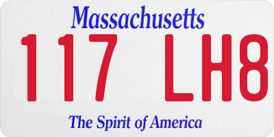 MA license plate 117LH8