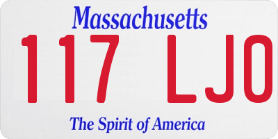 MA license plate 117LJ0