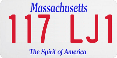 MA license plate 117LJ1