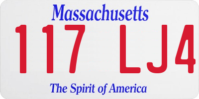 MA license plate 117LJ4