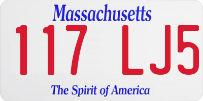 MA license plate 117LJ5