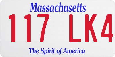 MA license plate 117LK4
