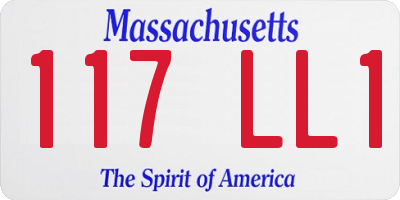 MA license plate 117LL1