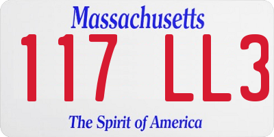 MA license plate 117LL3