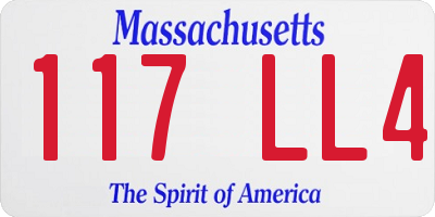 MA license plate 117LL4