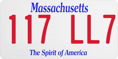 MA license plate 117LL7