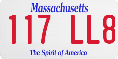 MA license plate 117LL8