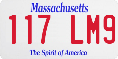MA license plate 117LM9