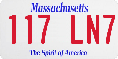 MA license plate 117LN7